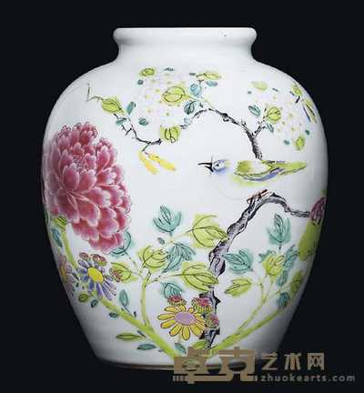 YONGZHENG (1723-35) AN UNUSUAL FAMILLE ROSE OVIFORM JAR 